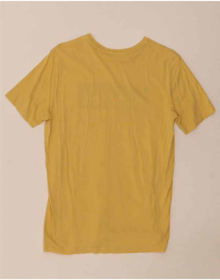 Camiseta masculina gráfica Benetton Top médio algodão amarelo