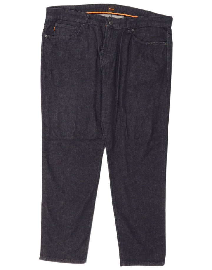 Hugo Boss Mens Slim Jeans W38 L32 Azul Marinho Algodão