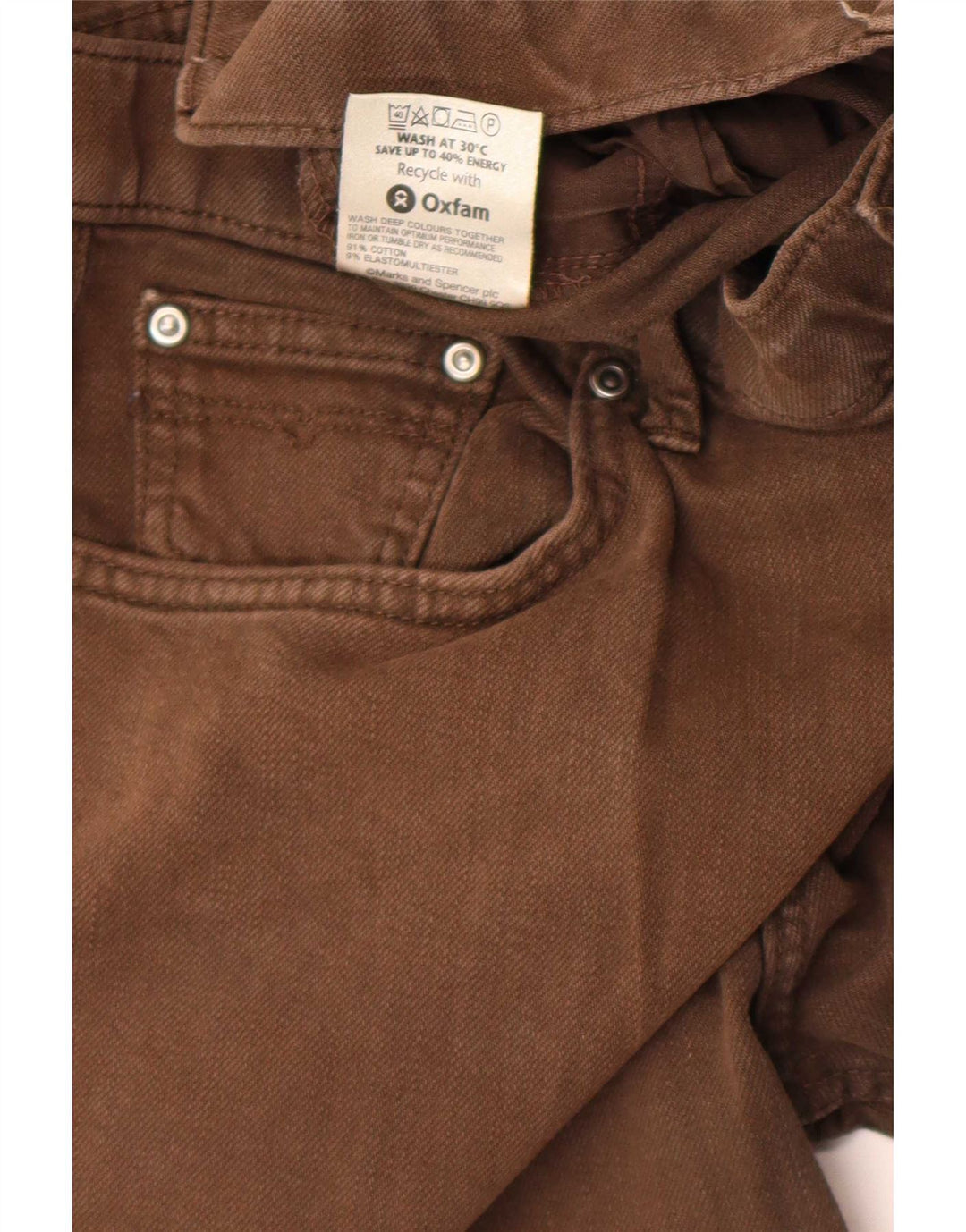 Calça jeans reta feminina Marks & Spencer Blue Harbor W36 L31 algodão marrom