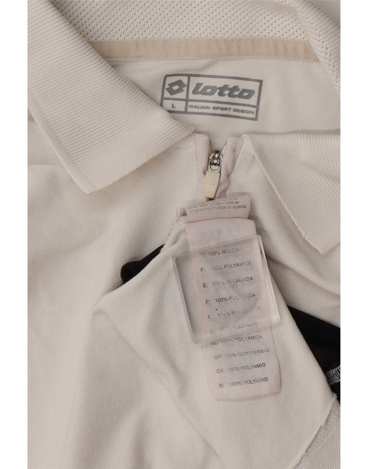 Camisa polo masculina Lotto grande em nylon colorido branco
