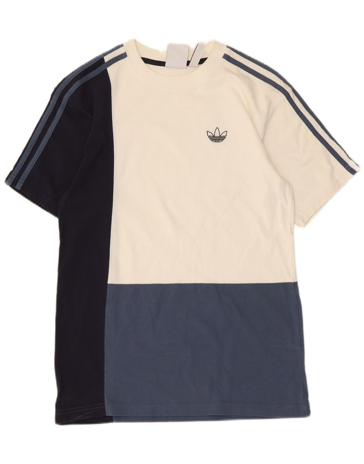 Adidas Mens Camiseta Top Pequeno Multicolorido Colorblock Algodão