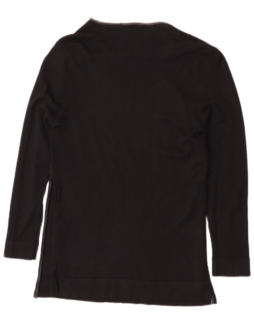 Top feminino Zara de manga comprida UK 14 grande viscose preta