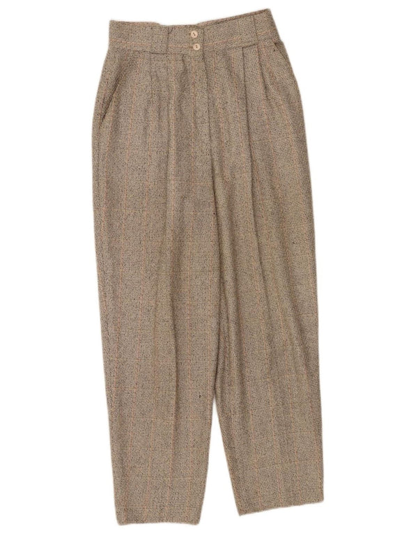 Calça Chino Feminina Vintage UK 8 Pequena W26 L26 Linho Bege