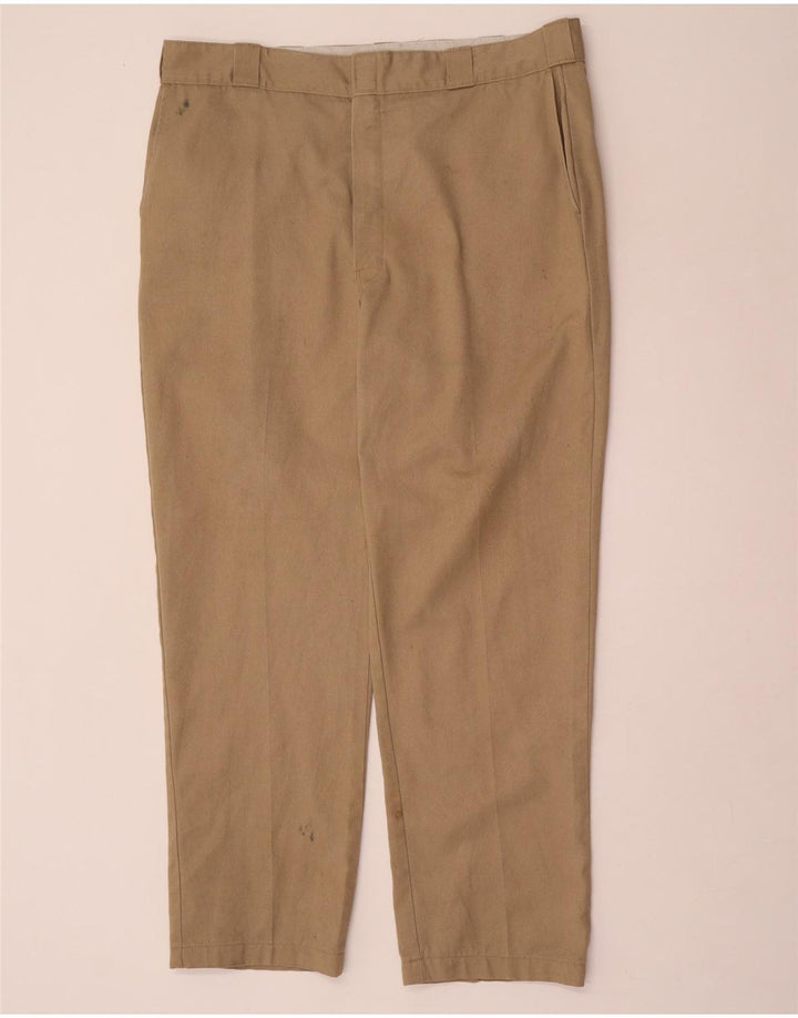Calças Chino retas masculinas Dickies W40 L32 poliéster bege