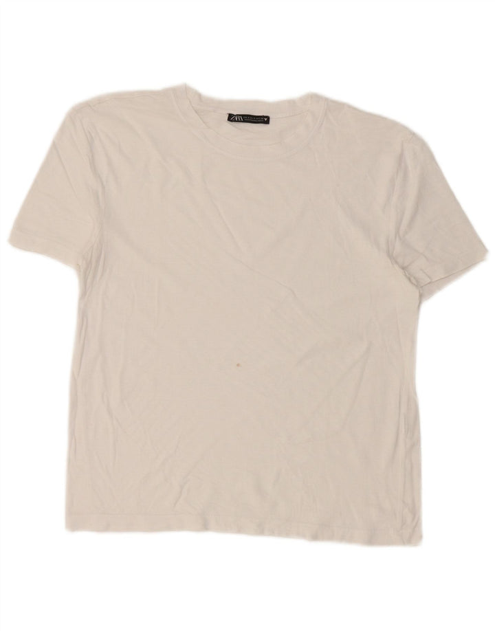 Camiseta feminina Zara Top UK 10 pequena branca