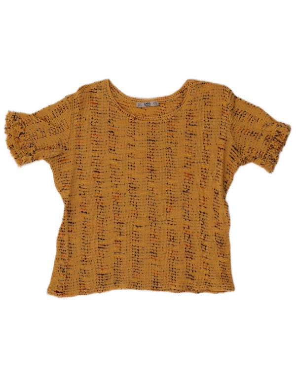 Blusa feminina Zara Top UK 10 pequena listrada bege
