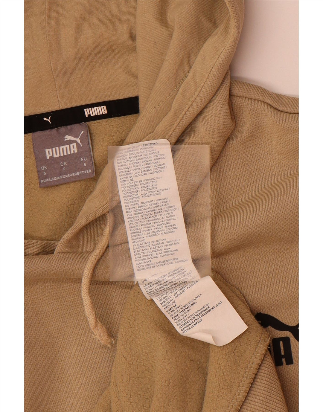 PUMA Mens Hoodie Jumper Pequeno Algodão Bege