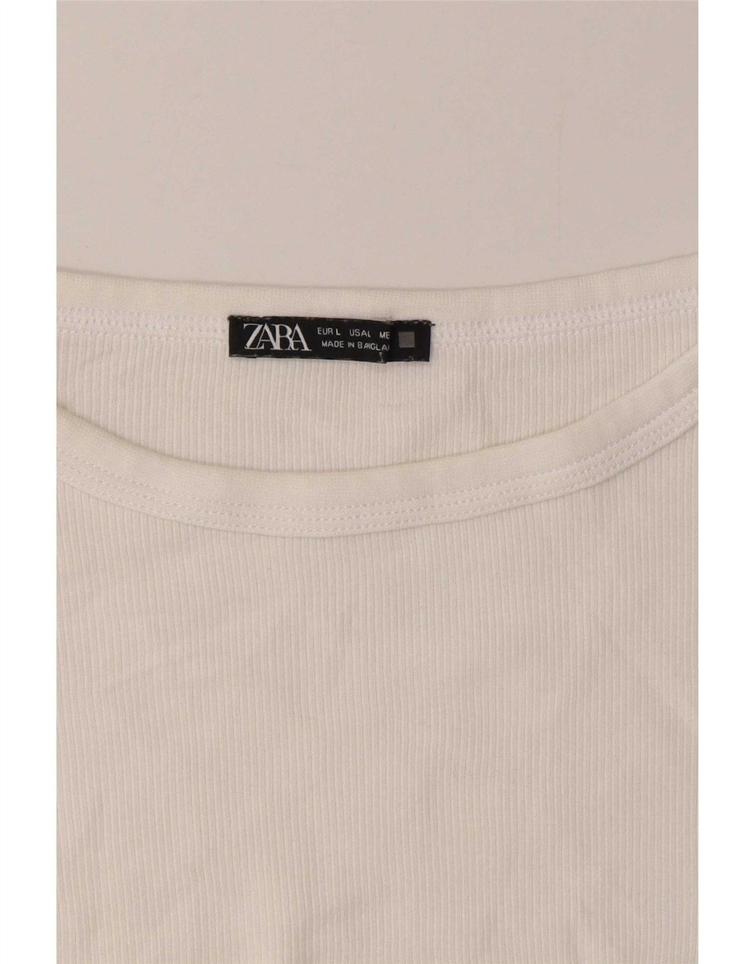 Top feminino Zara manga comprida UK 14 grande branco