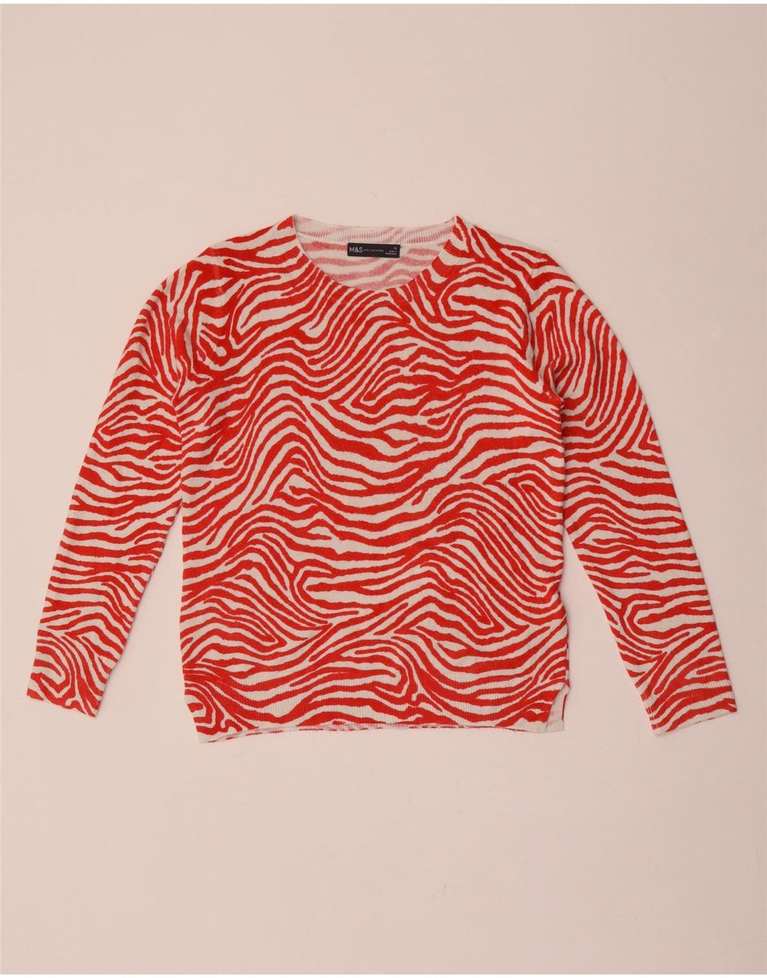 Suéter feminino Marks & Spencer com gola redonda Reino Unido 10 pequeno vermelho