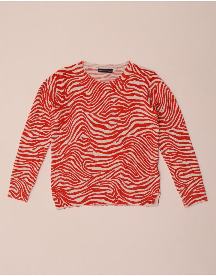 Suéter feminino Marks & Spencer com gola redonda Reino Unido 10 pequeno vermelho