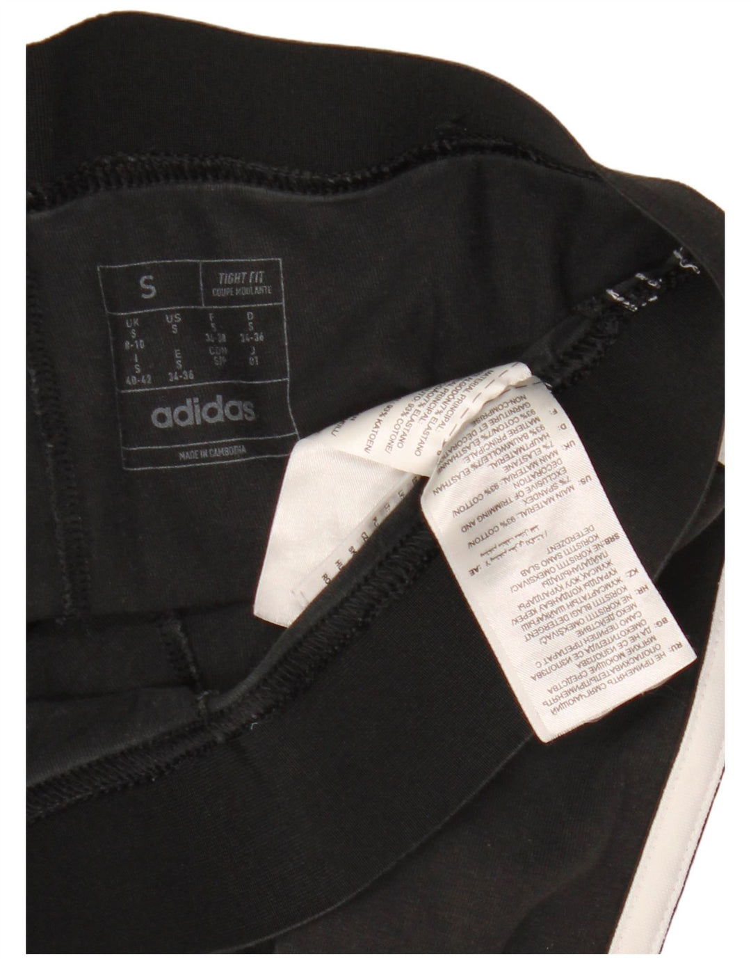 ADIDAS Womens Tight Fit Leggings UK 8/10 Pequeno Algodão Preto