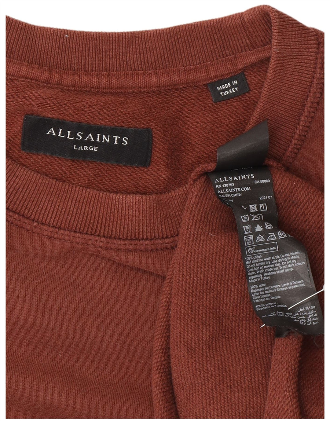 All Saints Moletom Masculino Jumper Grande Algodão Marrom
