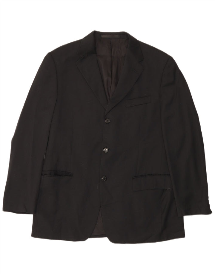 Jaqueta blazer masculina MARKS & SPENCER com 3 botões Reino Unido 38 médio preto lã nova