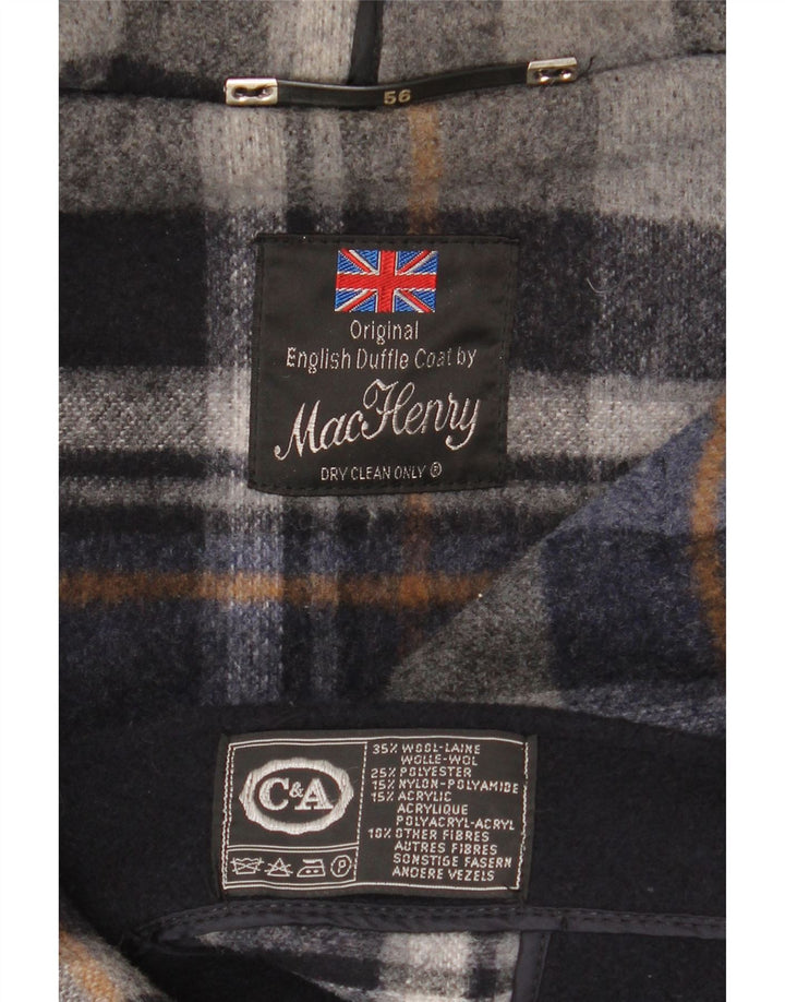 C&A Casaco Duffle Masculino com Capuz EU 56 3XL Lã Azul Marinho