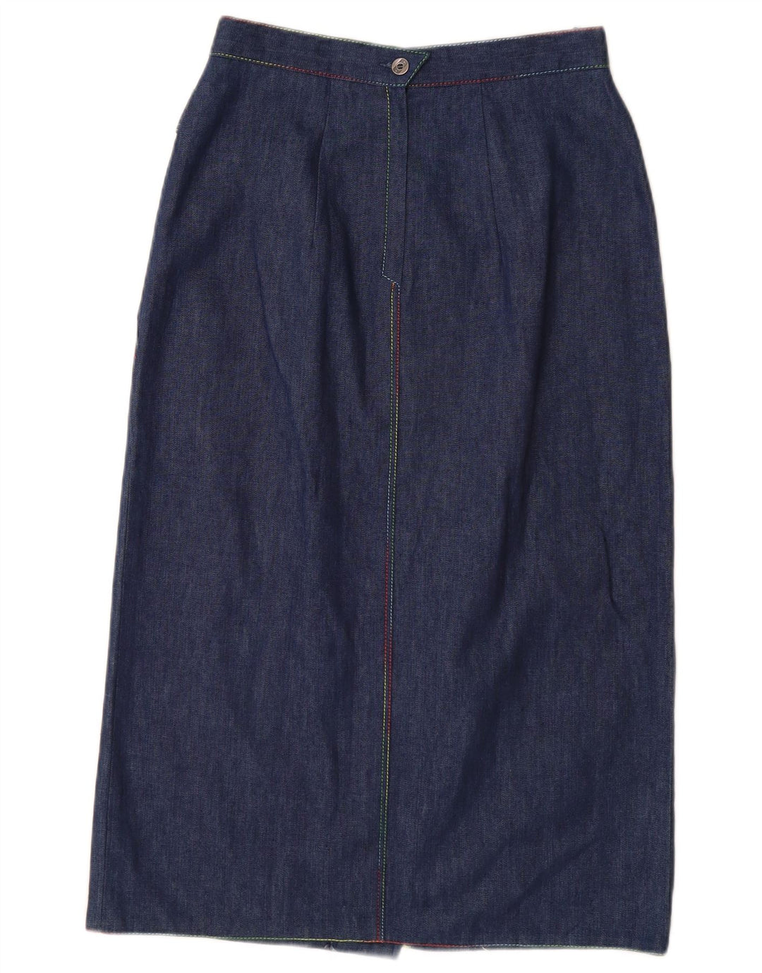 Saia jeans feminina VINTAGE de cintura alta UE 38 médio W26 algodão azul marinho