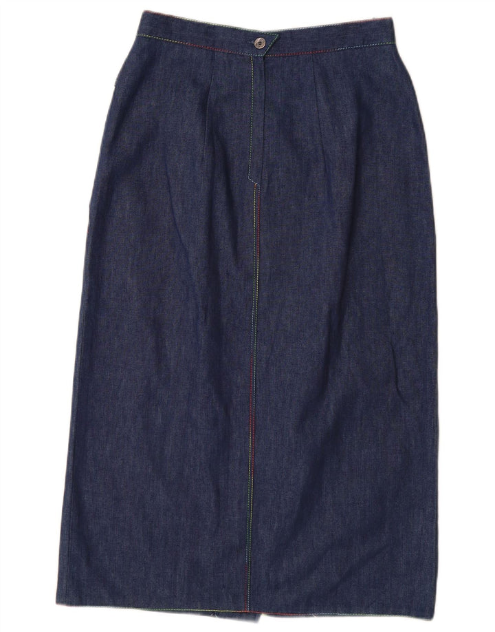 Saia jeans feminina VINTAGE de cintura alta UE 38 médio W26 algodão azul marinho