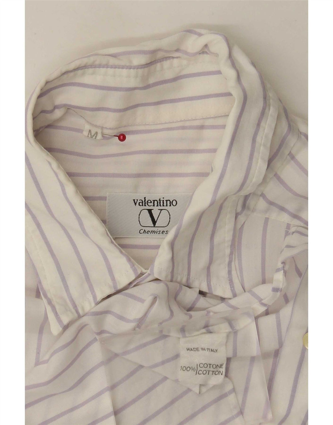 Camisa masculina de manga curta Valentino algodão listrado branco médio