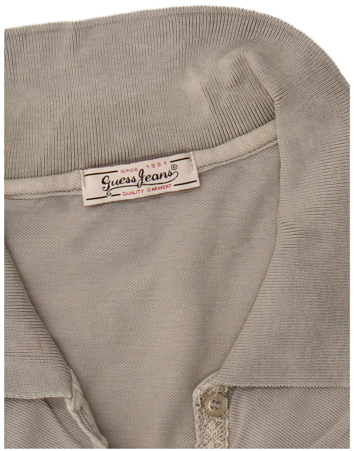 Camisa polo feminina Guess UK 8 pequena cinza