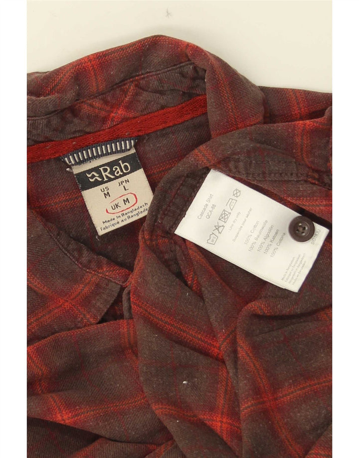 Camisa masculina de flanela Rab de algodão xadrez vermelho médio
