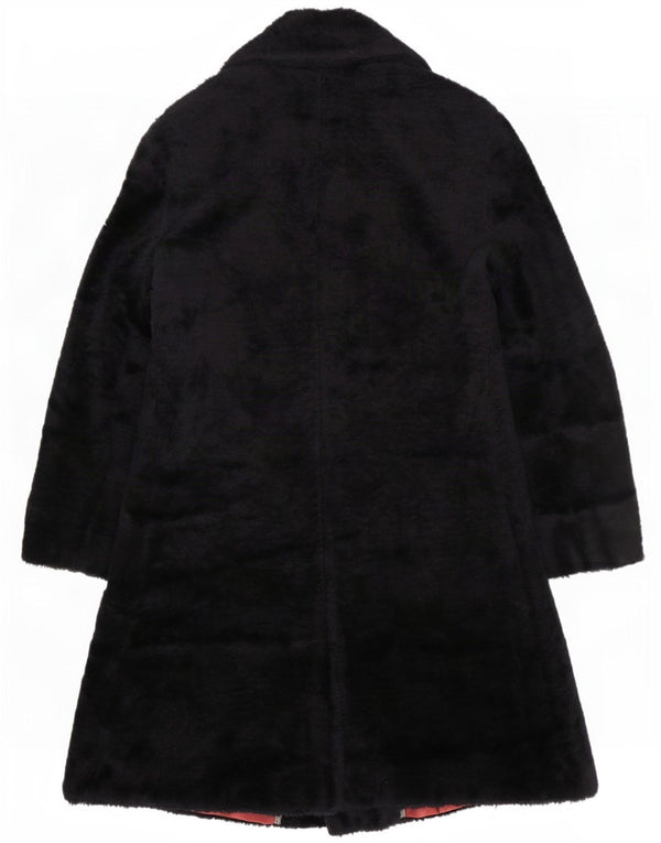 Casaco feminino vintage de pele sintética com peito duplo IT 48 XL preto