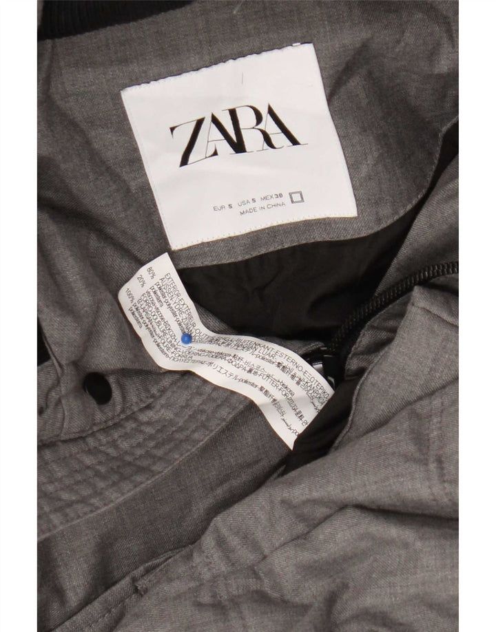 Casaco acolchoado com capuz masculino Zara UK 36 pequeno poliéster cinza