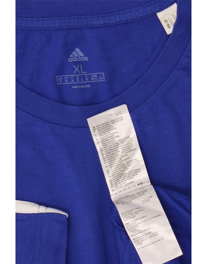 Adidas Mens Camiseta Top XL Azul Algodão