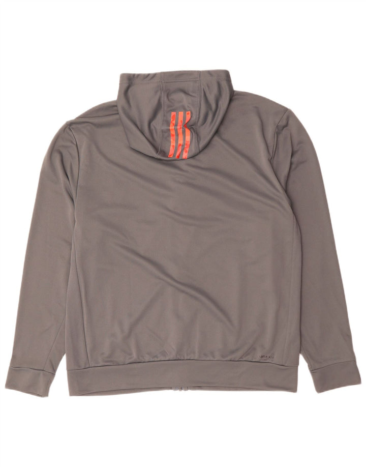 Suéter Adidas Masculino Aeroready Zip com capuz cinza médio poliéster