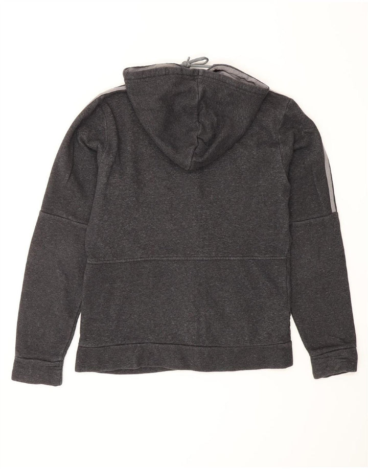 ADIDAS Mens Zip Hoodie Suéter Pequeno Algodão Cinza