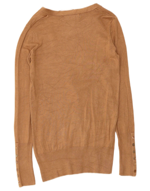 Suéter cardigã feminino Zara Reino Unido 10 pequeno rayon bege