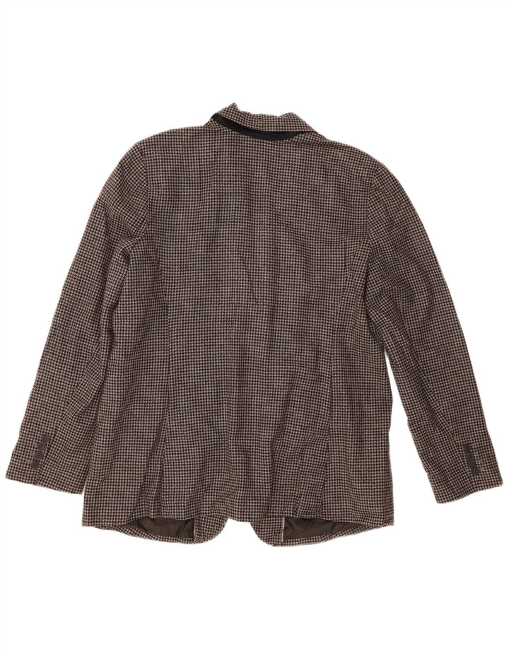 Eddie Bauer Jaqueta blazer feminina de 2 botões US 20 2XL lã cinza Houndstooth