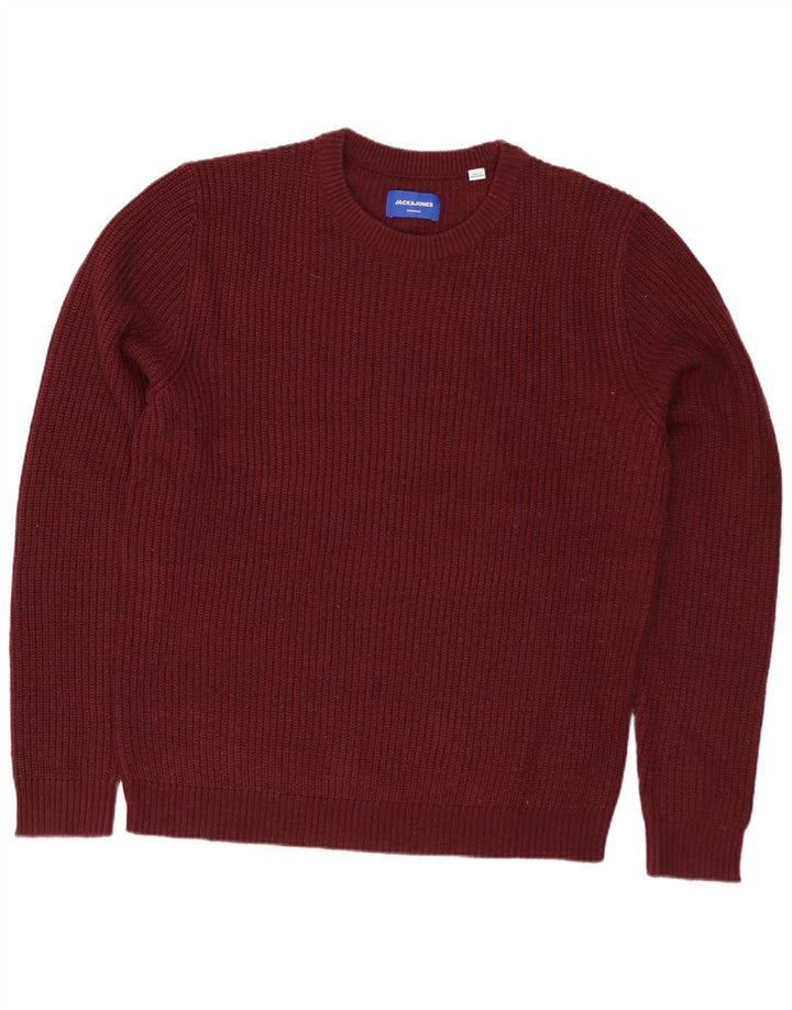 Suéter masculino Jack & Jones com gola redonda, acrílico médio vinho