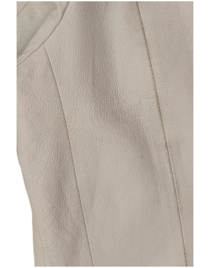 Jaqueta de couro feminina vintage EU 42 couro branco grande