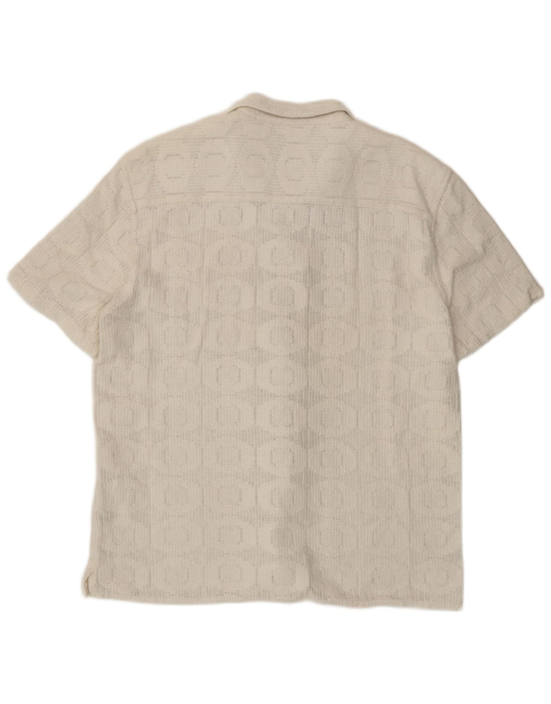 Zara Camisa masculina de manga curta XL algodão geométrico branco