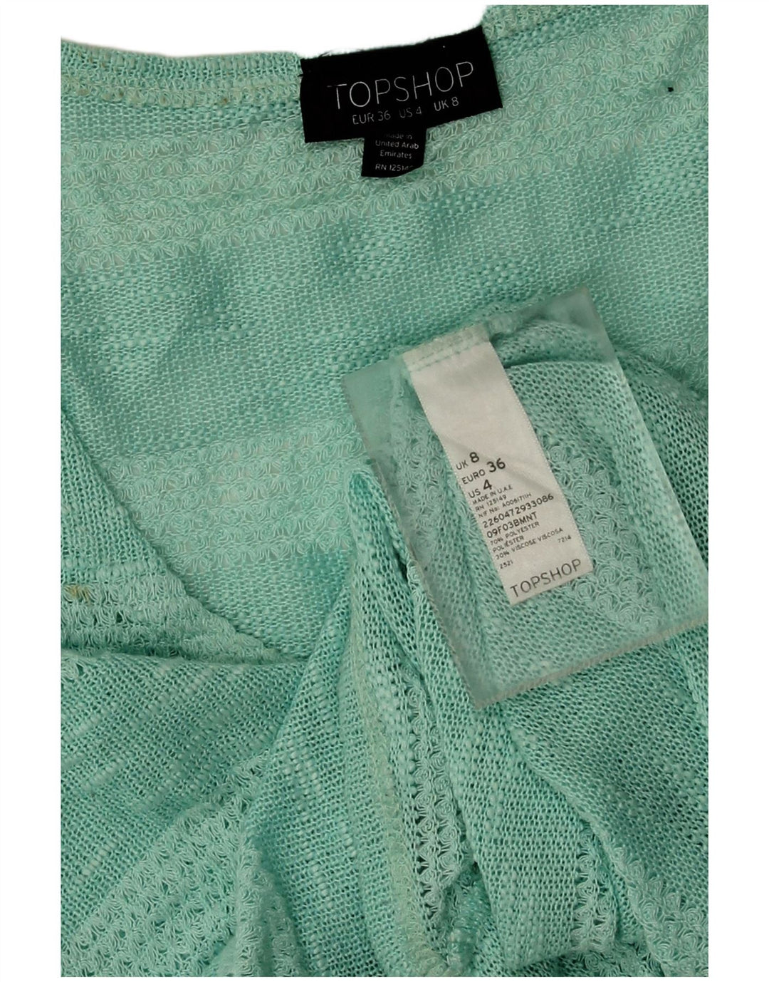 Colete feminino Topshop Top UK 8 poliéster listrado turquesa pequeno