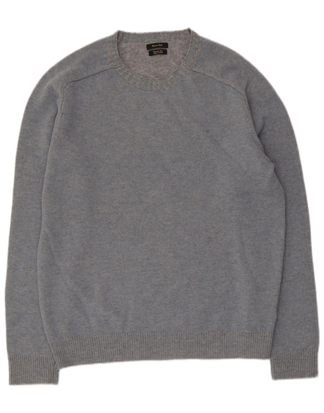 Suéter masculino Massimo Dutti com gola redonda, grande lã azul