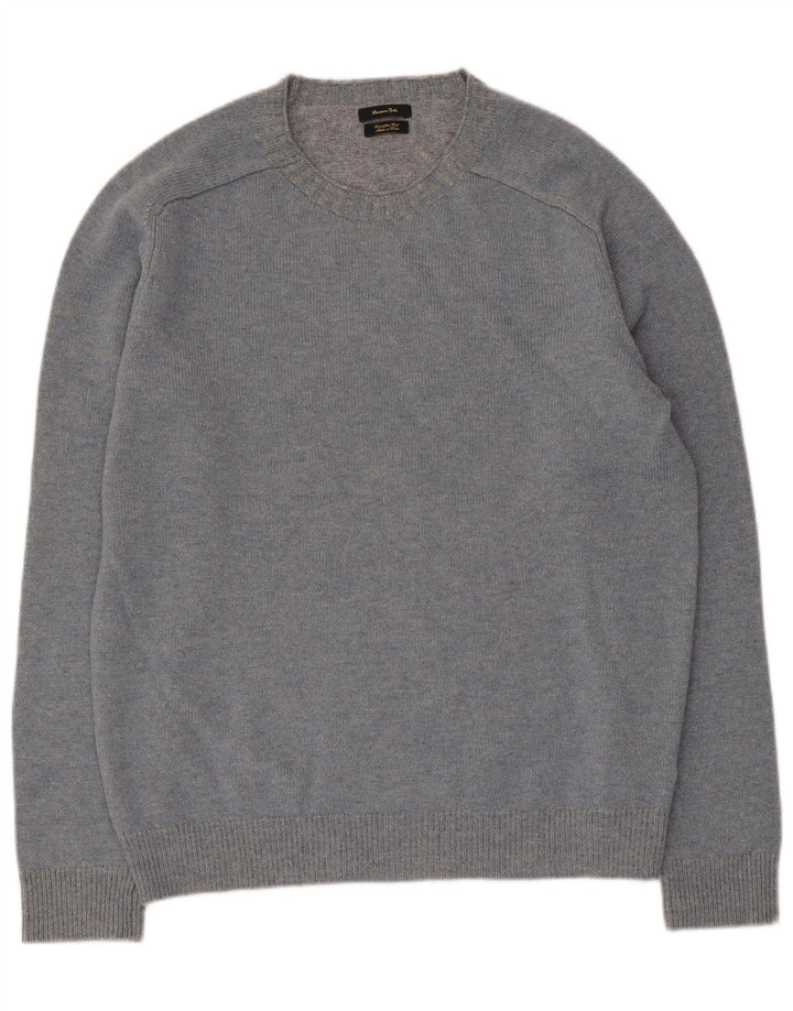 Suéter masculino Massimo Dutti com gola redonda, grande lã azul