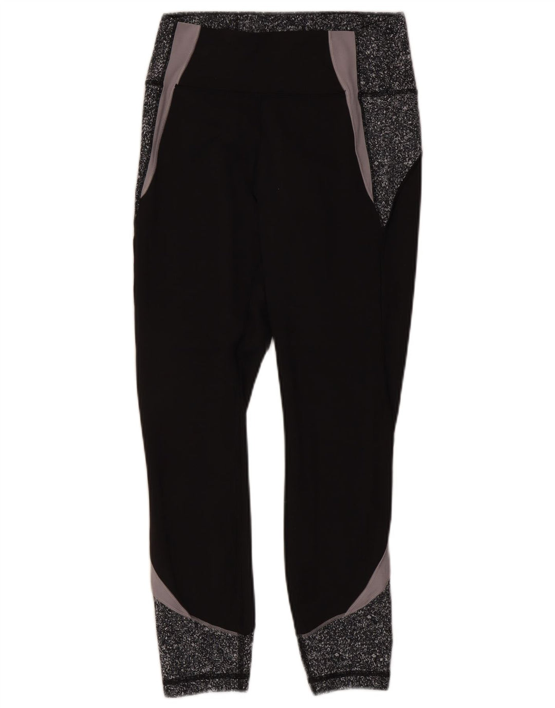 Lululemon Leggings femininas UK 8 pequeno bloco colorido preto