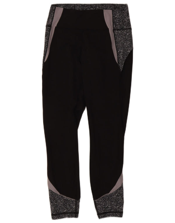 Lululemon Leggings femininas UK 8 pequeno bloco colorido preto