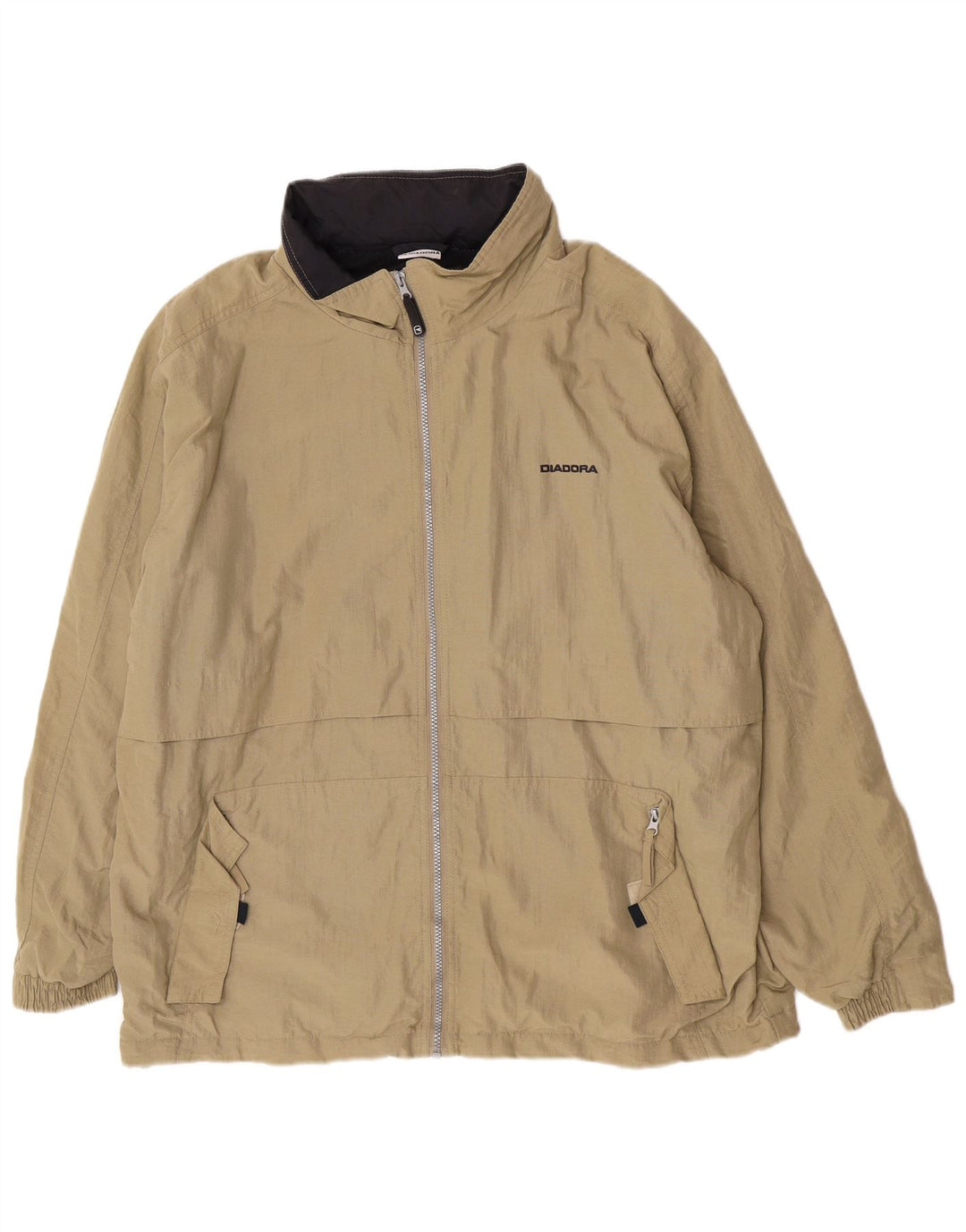 Capa de chuva masculina Diadora com capuz UK 40 grande poliamida cáqui