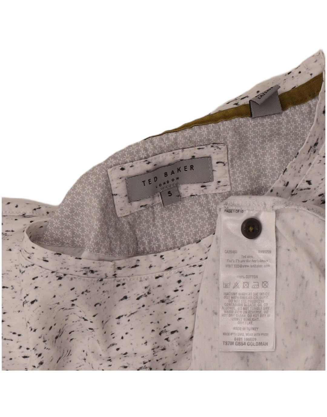 Camiseta masculina Ted Baker tamanho superior 5 XL algodão manchado branco