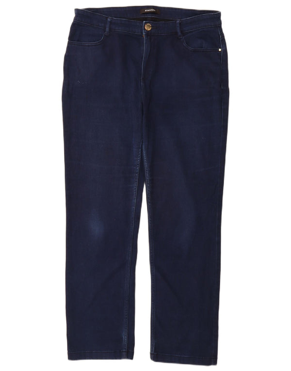 Jeans retos femininos Marks & Spencer Reino Unido 14 grande W32 L30 algodão azul marinho
