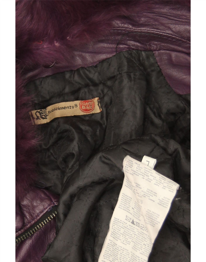 Jaqueta feminina de couro Rinascimento UK 14 grande couro roxo