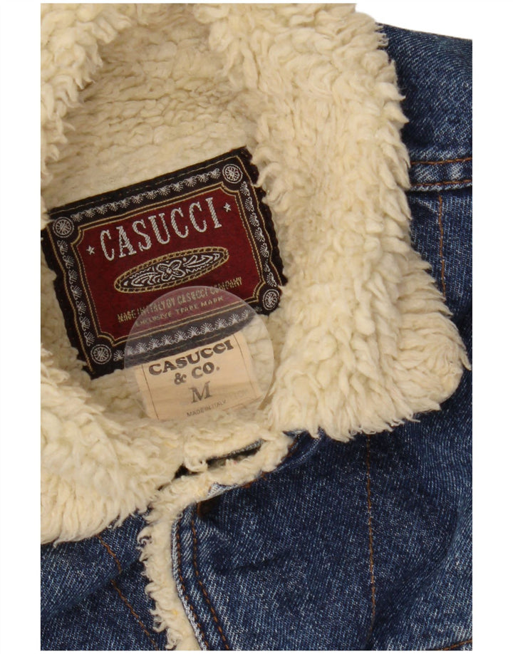 Jaqueta jeans masculina CASUCCI Sherpa Reino Unido 38 algodão azul médio