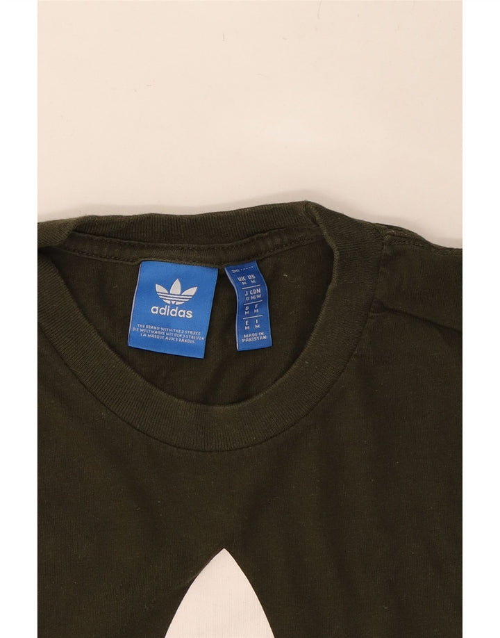ADIDAS Mens Graphic T-Shirt Top Médio Algodão Cáqui