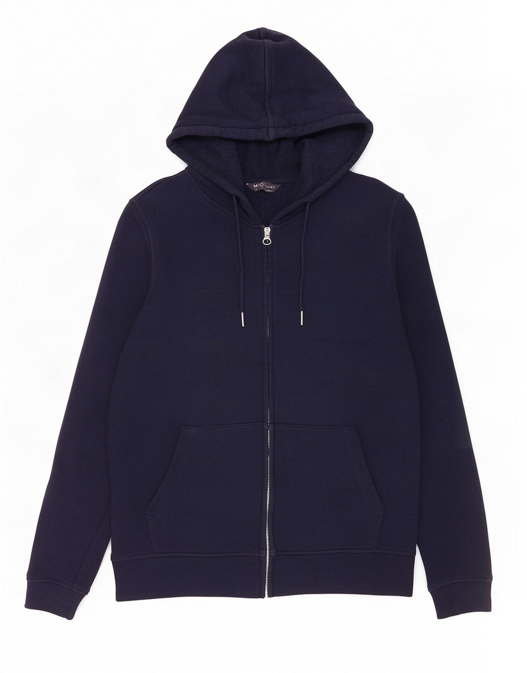 Suéter feminino Marks & Spencer com capuz e zíper Reino Unido 12 algodão azul marinho médio