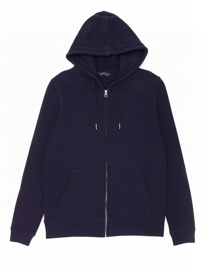 Suéter feminino Marks & Spencer com capuz e zíper Reino Unido 12 algodão azul marinho médio