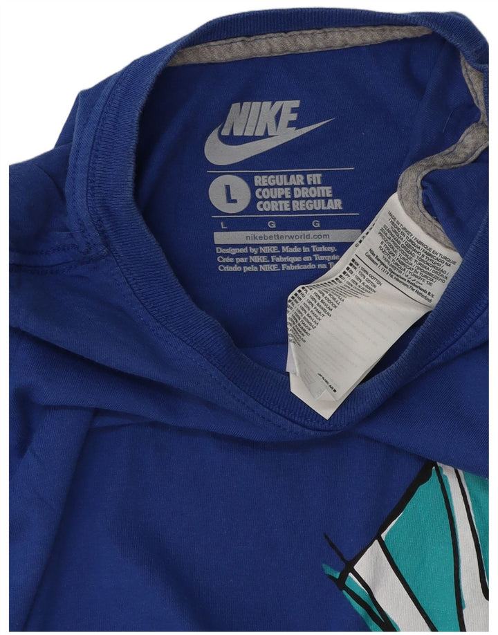 Camiseta masculina NIKE Regular Fit Graphic Top grande algodão azul