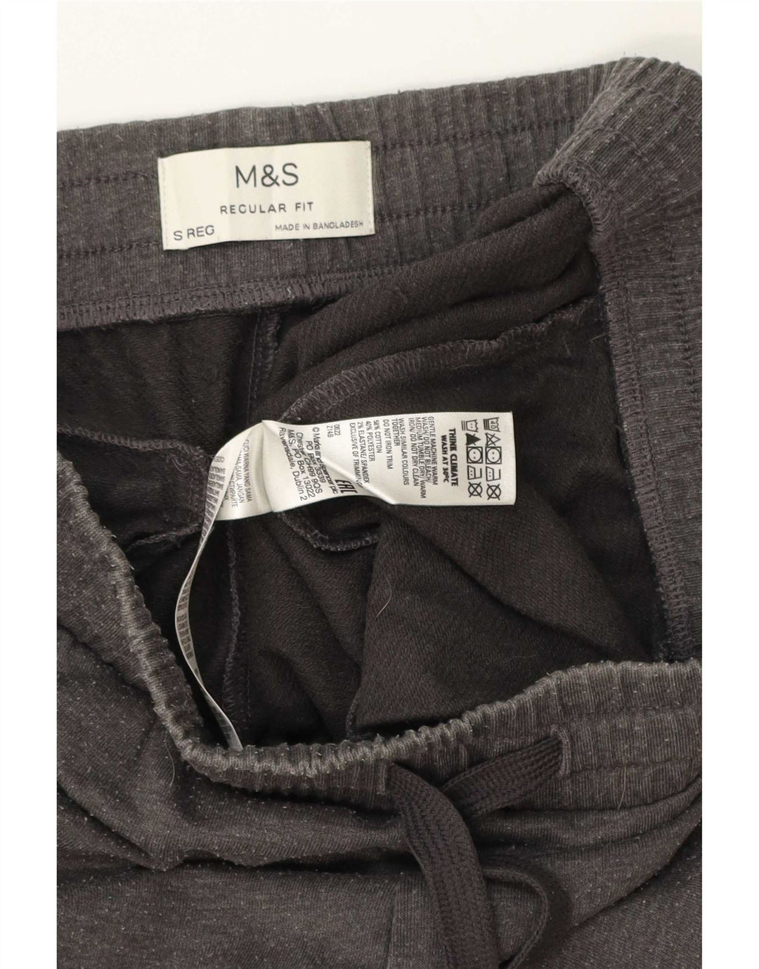 Calça de treino masculina Marks & Spencer com ajuste regular, algodão cinza pequeno