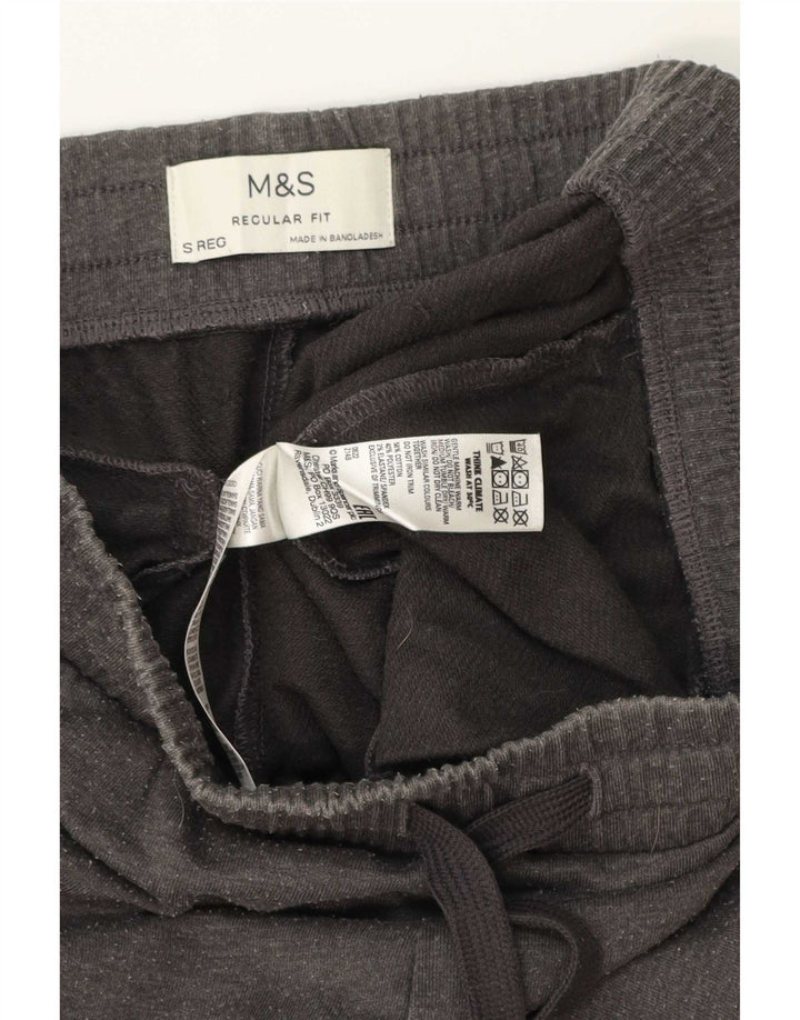 Calça de treino masculina Marks & Spencer com ajuste regular, algodão cinza pequeno
