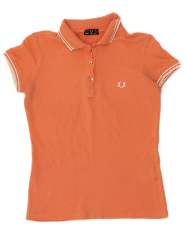 Camisa polo feminina Fred Perry Reino Unido 10 algodão laranja pequeno